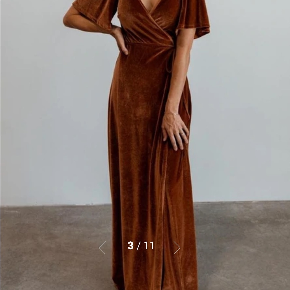 Baltic Born Meghan Velvet Wrap Dress in Spice, Medium